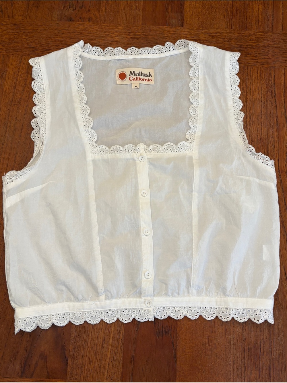 Mollusk White Eyelet-Trim Women’s shirt